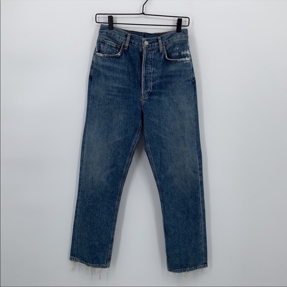 Agolde Riley High Rise Straight Crop Jeans in Color Frequency size 25 - Picture 5 of 9